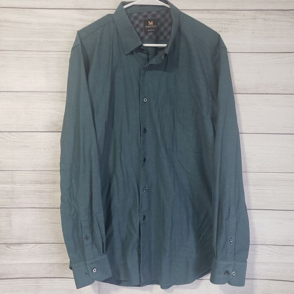 Marcello Sport Modern Fit Green Button Down Xxl Casual Shirt